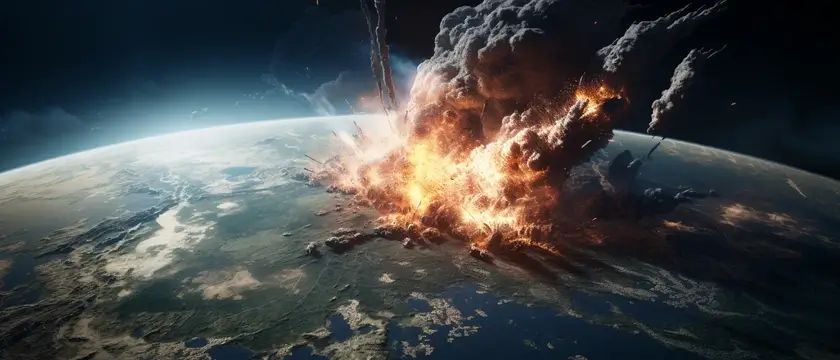 Ilustración del impacto del asteroide de Chicxulub