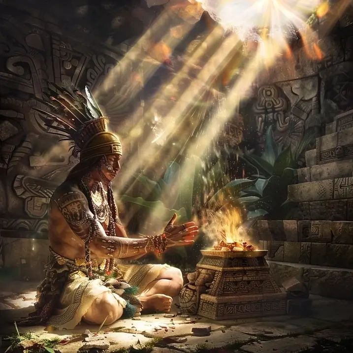 Ilustración de un astrónomo maya